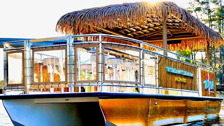 Private tiki boat cruise on the Intracoastal Waterway in Myrtle Beach